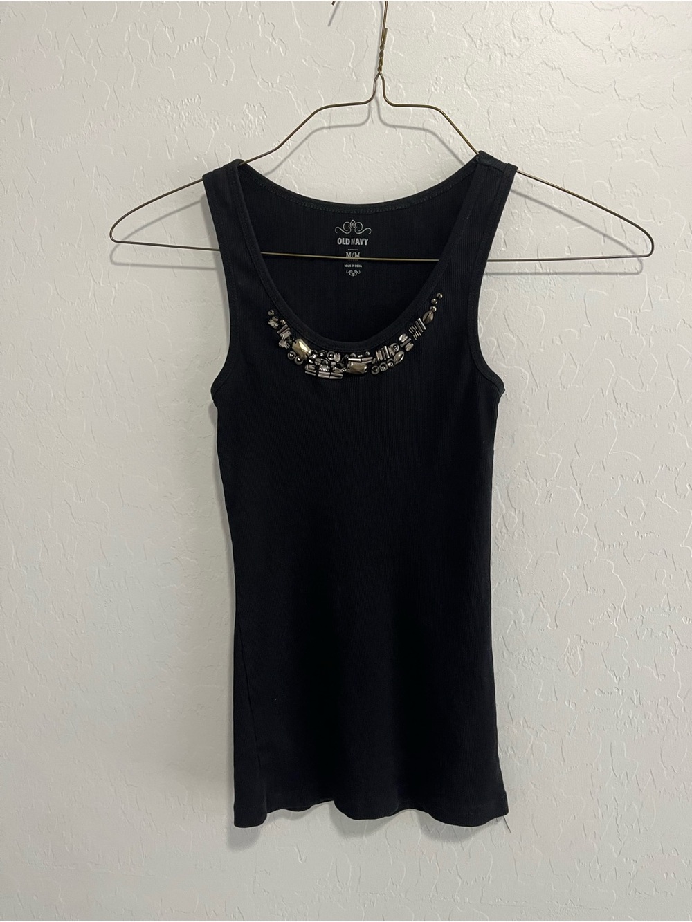 Old Navy Black Tank Top with Beaded Scoop Neck